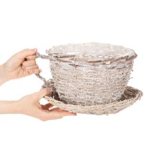 Artículo Taza con platillo decorativa tipo cesta, decoración de mesa grande de 34 cm.