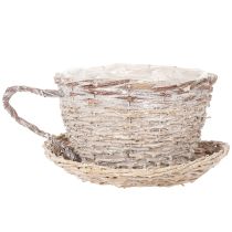 Artículo Taza con platillo decorativa tipo cesta, decoración de mesa grande de 34 cm.