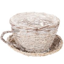 Artículo Taza con platillo decorativa tipo cesta, decoración de mesa grande de 34 cm.