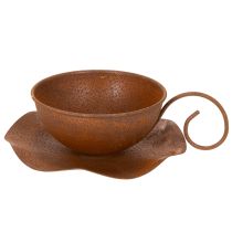 Artículo Maceta con platillo, acabado en óxido, Ø19,5 cm, H8 cm