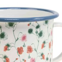 Artículo Taza de plantas taza decorativa esmaltada motivos florales Ø11cm