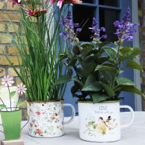 Artículo Jarrón esmaltado para plantar, jarrón con frase, Ø11cm