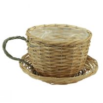 Macetero taza decorativa cesta para plantas de sauce verde natural Ø23cm