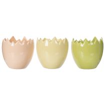 Artículo Maceta con motivo de huevo de Pascua para una elegante decoración primaveral en tu hogar, 10 cm, 3 piezas