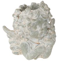 Artículo Figura de ángel en maceta de piedra fundida para decoración de tumba, 19,5 x 12 x 19,5 cm
