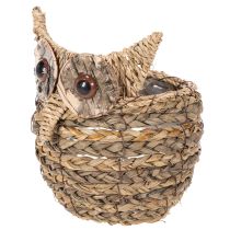 Artículo Cesta decorativa tejida a mano con forma de búho para el alféizar de la ventana, 18 cm.