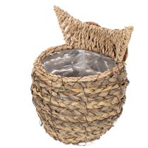 Artículo Cesta decorativa tejida a mano con forma de búho para el alféizar de la ventana, 18 cm.