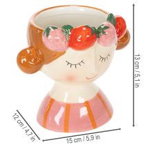 Artículo Cara de niña en una maceta con fresas durmiendo, decoración para salón, primavera, 13cm.