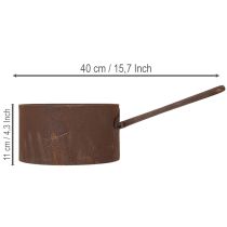 Artículo Maceta de metal, jardinera, bandeja color óxido, artículo decorativo, Ø20cm H11cm