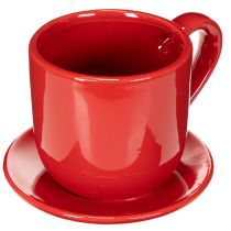 Artículo Taza decorativa grande con platillo, apta como maceta, 17 cm.
