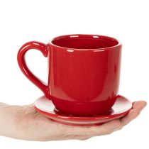 Artículo Taza decorativa grande con platillo, apta como maceta, 17 cm.