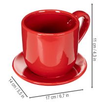 Artículo Taza decorativa grande con platillo, apta como maceta, 17 cm.