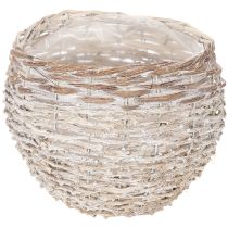 Artículo Cesta redonda tejida, cesta decorativa grande para plantar, 23 cm.