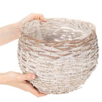 Artículo Cesta redonda tejida, cesta decorativa grande para plantar, 23 cm.
