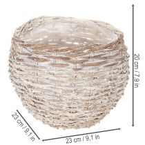 Artículo Cesta redonda tejida, cesta decorativa grande para plantar, 23 cm.