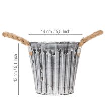 Artículo Maceta con asas, maceta metálica, maceta decorativa para plantar Ø14,5 cm