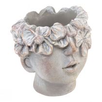 Artículo Maceta con aspecto de hormigón, jardinera frontal, busto, Al. 14 cm