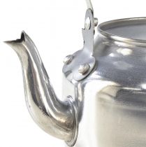 Artículo Maceta decorativa de metal con jarra de agua plateada vintage Ø15cm