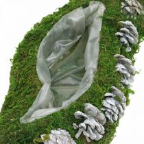 Jardinera musgo y conos verde ondulado, blanco lavado 41 × 15cm