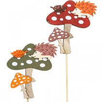 Artículo Decoración de flores con forma de amanita muscaria, erizo, otoño, 8 cm, 12 unidades