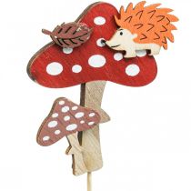 Artículo Decoración de flores con forma de amanita muscaria, erizo, otoño, 8 cm, 12 unidades