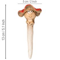 Artículo Figura decorativa de hongo con forma de niña y niño, Amanita muscaria con cara, 13 cm, 2 unidades.