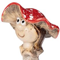 Artículo Figura decorativa de hongo con forma de niña y niño, Amanita muscaria con cara, 13 cm, 2 unidades.