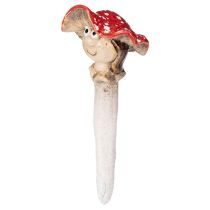 Artículo Figura decorativa de hongo con forma de niña y niño, Amanita muscaria con cara, 13 cm, 2 unidades.