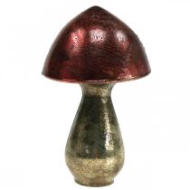 Artículo Seta Decorativa Roja Vidrio Grande Decoración Otoñal Ø14cm H23cm