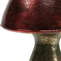 Deco hongo rojo gran decoración de otoño de metal Ø14cm H23cm