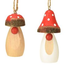 Artículo Seta para colgar madera blanco, marrón surtido 6,5/8cm 8 piezas