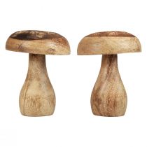 Artículo Setas de madera setas decorativas madera decoración otoñal natural Ø10cm H12cm 2ud