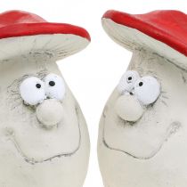 Artículo Setas para decorar, decoración de Nochevieja, setas del bosque, decoración de hormigón rojo, blanco H10cm W12.5cm 2pcs