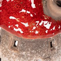Artículo Figura decorativa de casa de hongos con faro y amanita muscaria con chimenea, 10 cm, 2 unidades.