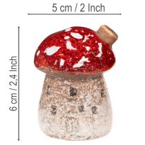 Artículo Decoración de casa de setas, amanita muscaria en miniatura de 6 cm, 2 unidades