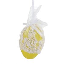 Huevos decorativos de plástico con tul para colgar 6cm 6pcs