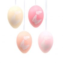 Huevos de Pascua para colgar con mariposas colores pastel 6cm 12pcs