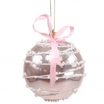 Bola de navidad rosa con lazo Ø8cm 2pcs