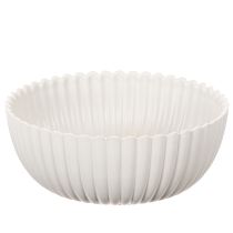 Artículo Bol redondo acanalado en color blanco para decoración versátil, 15 cm, 2 unidades