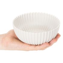 Artículo Bol redondo acanalado en color blanco para decoración versátil, 15 cm, 2 unidades