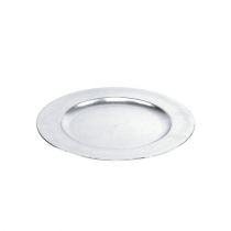 Plato de plástico 25cm plateado con efecto hoja de plata