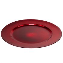 Plato plástico Ø33cm rojo con efecto esmaltado