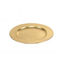 Artículo Plato de plástico 25cm dorado con efecto pan de oro.