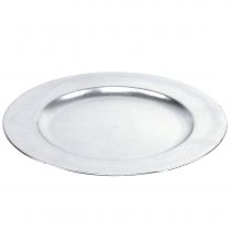Plato de plástico plata Ø33cm con efecto vidriado