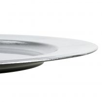 Artículo Plato de plástico plateado Ø33cm con efecto esmaltado