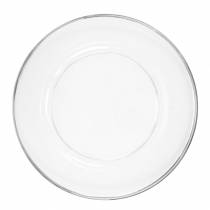 Plato decorativo con borde plateado plástico transparente Ø33cm