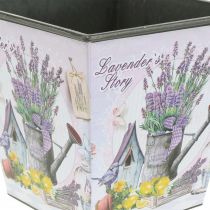 Artículo Macetero con motivo de lavanda, macetero decorativo cuadrado, macetero de plástico AL13cm AN13,5cm