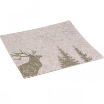 Mantel individual decoración de mesa navideña fieltro marrón 45×35cm 4pcs