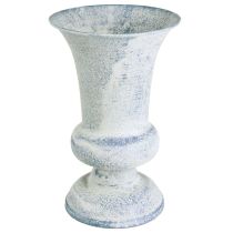 Artículo Jarrón Cáliz Diseño Antiguo Blanco Azul Ø16,5cm H24cm