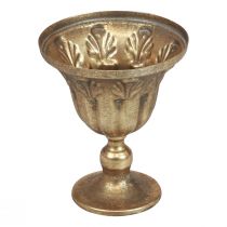 Taza jarrón decoración taza copa de metal oro antiguo Ø13cm H15.5cm